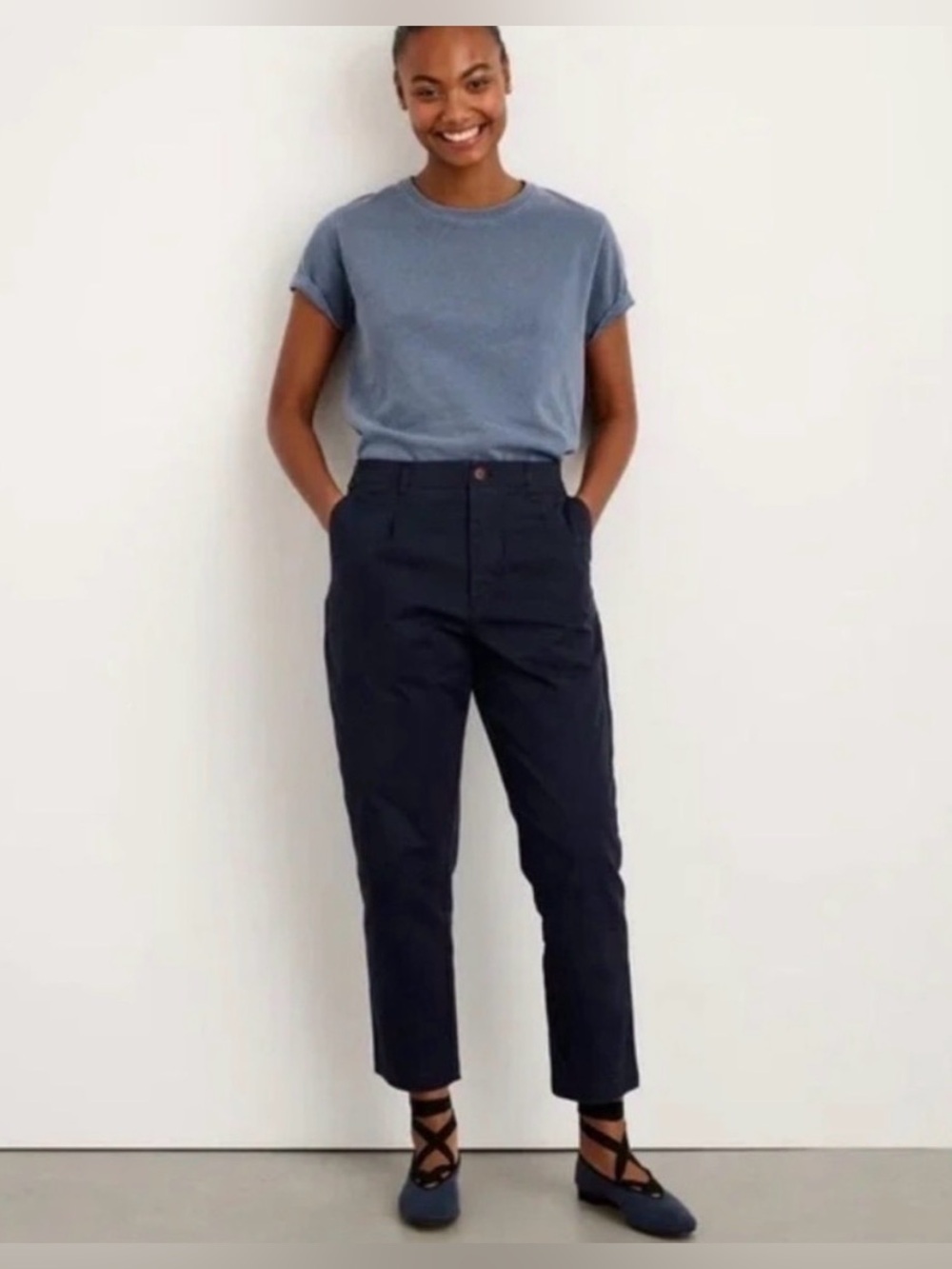 Alex Mill Women’s Boy Pleated Pant in Dark Navy Blue, Size 6